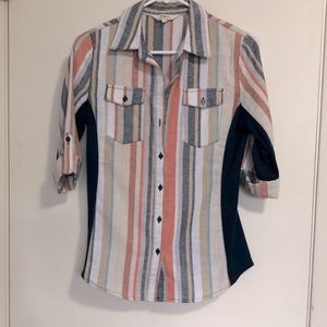Colorful button down shirt. Small, fits like XS